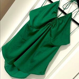 NWOT Banana Republic Green Asymmetrical Ruched Camisole
